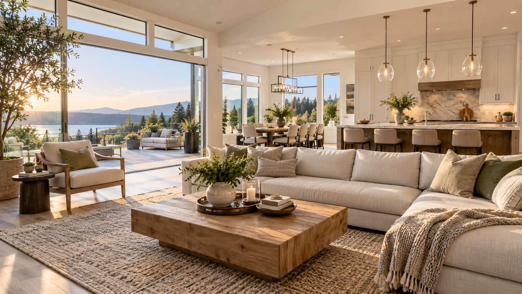 Lakeside home interior featured in the navy and gold fourth design
